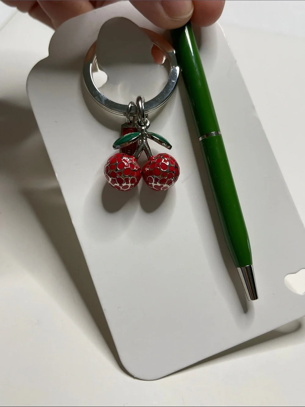 Coach Cherry Keychain Charm with Red Enamel Cherries and Coach Pen - Picture 7 of 8